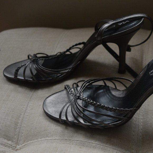 SOLD Via Spiga Metallic Strappy Heels - Picture 1 of 5